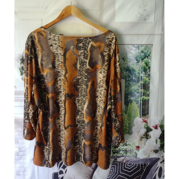 Ruby Rd Size 3X Top Boho Western Southwestern Reptile Snake Print Rodeo Festival - Picture 3 of 6